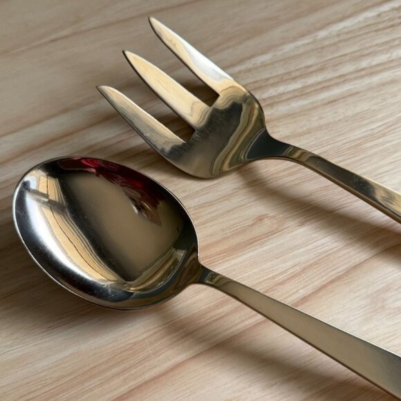 Star Of Siam Gold-Tone Serving Spoon & Fork Set With Ornate Handles - Picture 3 of 10